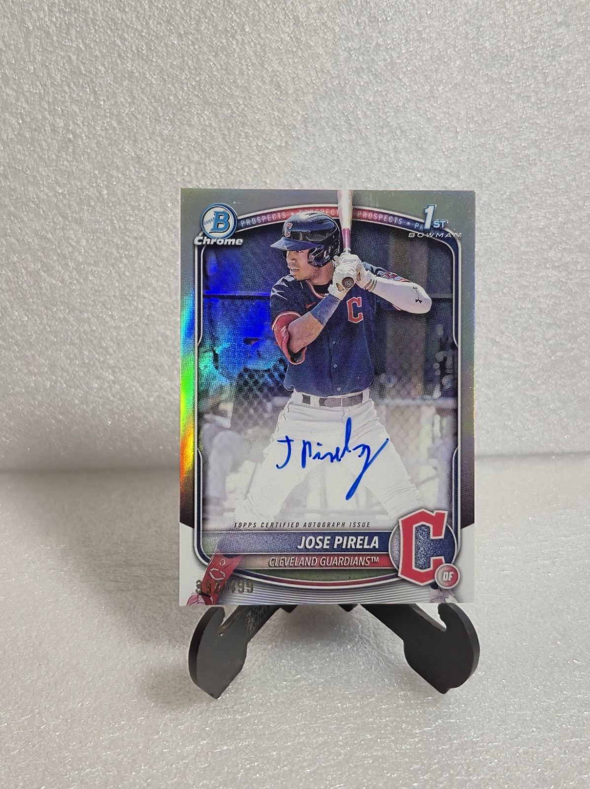 Jose Pirela 1st 2025 Bowman Chrome Prospect Auto Refractor /499 Guardians