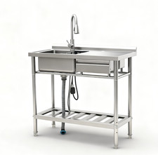 39" Stainless Steel Utility Sink with Faucet and drawer - Commercial Grade