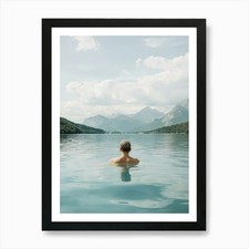 Swimming In A Tranquil Lake Art Pri Framed Wall Art Poster Canvas Print Picture
