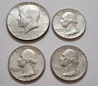 Lot of 4 • 1967 Kennedy Half Dollars• (3) 1964 Washington Quarters • X5