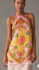 Farm Rio Beach Toucans Scarf Beaded Halter Mini Dress Size SM Sold Out