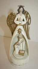 Musical Angel with Nativity Figurine Silent Night Peace on Earth 10"