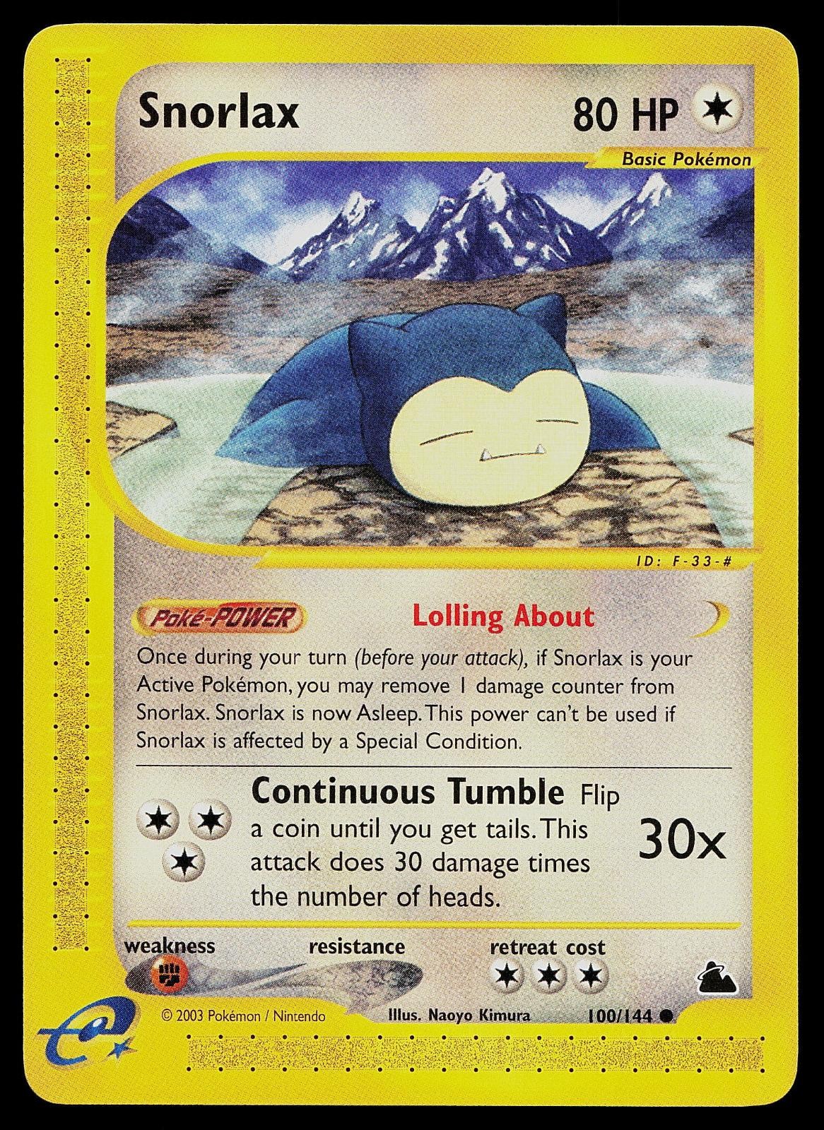 Pokemon Card - Snorlax Skyridge 100/144 Common