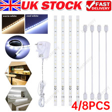 4/8x LED Strip Lights Under Cabinet Kitchen Cupboard Bar Counter Warm/Cold Plug