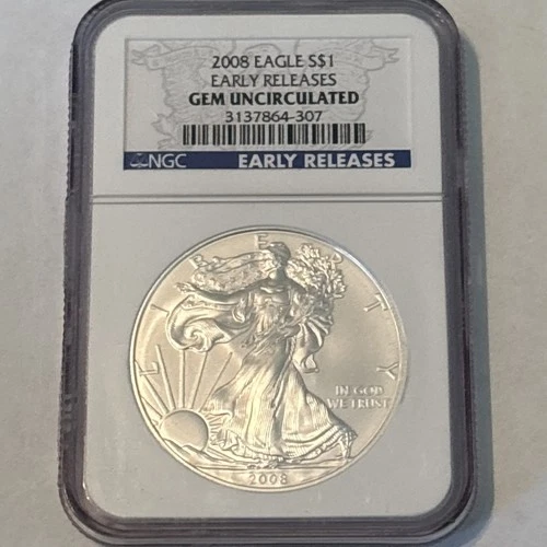 2008 American Silver Eagle $1 Gem Uncirculated NGC Early Releases