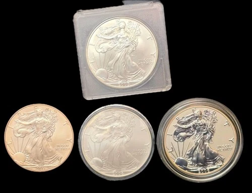 Lot of four (4) Silver American Eagle 1 oz. Fine .999 US oz Coins Free Shipping!