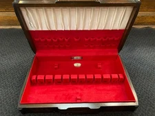 VTG Oneida Sterling Silverplate Flatware Wooden Wood Storage Chest Case Box