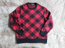 Brooks Brothers Italian Yarn Men's Red Check Alpaca Wool Knit Sweater  XL
