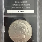 1935 S 4 Rays Silver Peace Dollar Sealed in PCS Stamps & Coins Slab