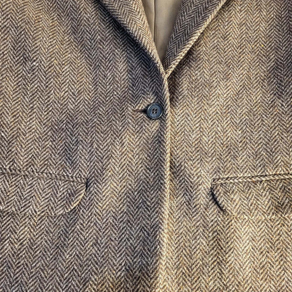 Винтажный Jack зимние женские Sz 8 Blazer куртка шерсти коричневый елочка  - Изображение 4 из 4