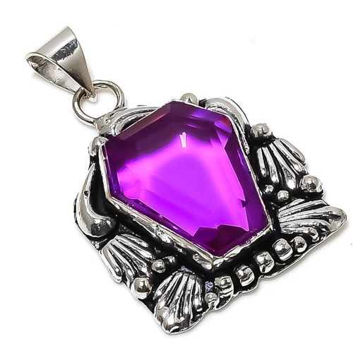 Pendentif Améthyste Naturelle StarGems - Pierre Fine Montée Main Argent 925 - Modèle E3511