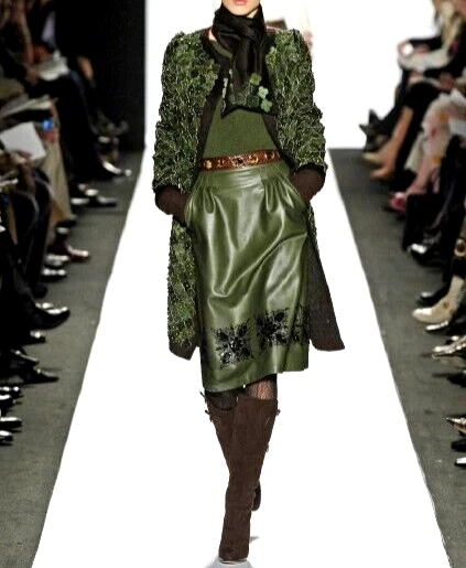 Abrigo Oscar de la Renta Otoño 2006 Pasarela Orylag Piel Bordada Apliques EE. UU. 8 Foto 3 de 4