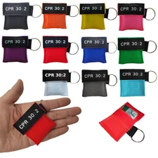 200 pcs 11 Colors Cpr Mask With Keychain Cpr Face Shield AED Pouch CPR 30:2
