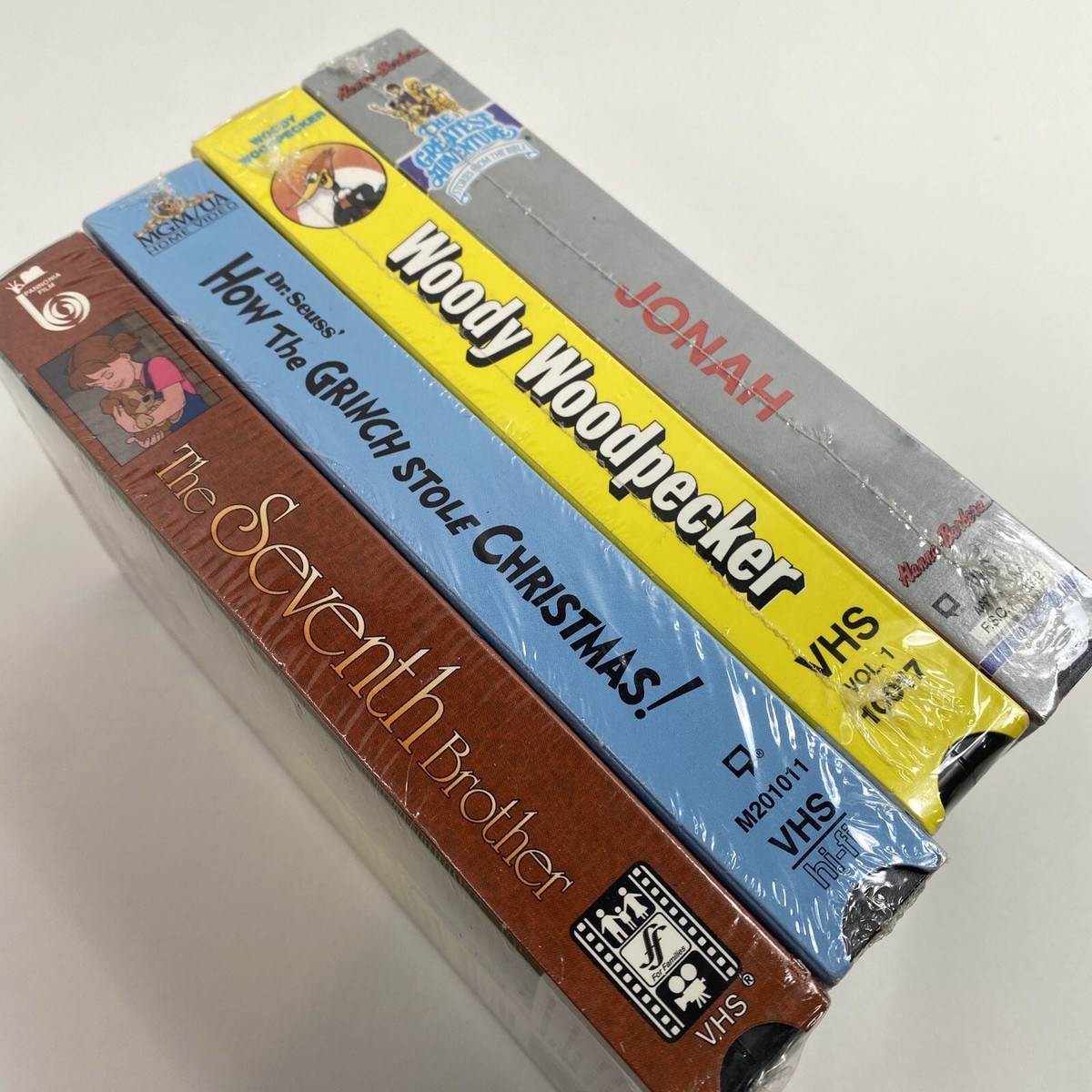 Lot of 4 Sealed VHS Dr Seuss Grinch, Seventh Brother, Jonah, Woody