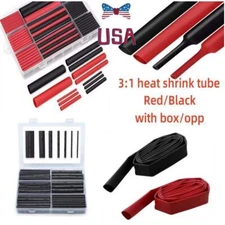 Heat Shrink Tubing 3:1 Ratio Dual Wall Adhesive Lined Red Black Cable Wire Tube
