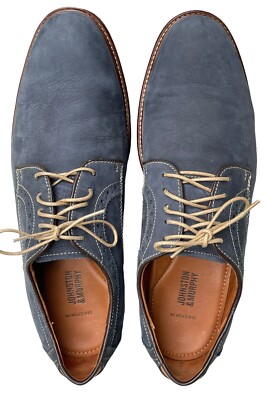 Johnston & Murphy Blue Nubuck Leather Oxford Shoes NIB Johnston & Murphy Warner Plain Toe Navy Blue Tumbled Nubuck  main image 4