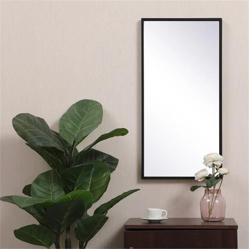 Elegant Decor Eternity 28" x 14" Modern Metal Frame Mirror in Black - Picture 2 of 8