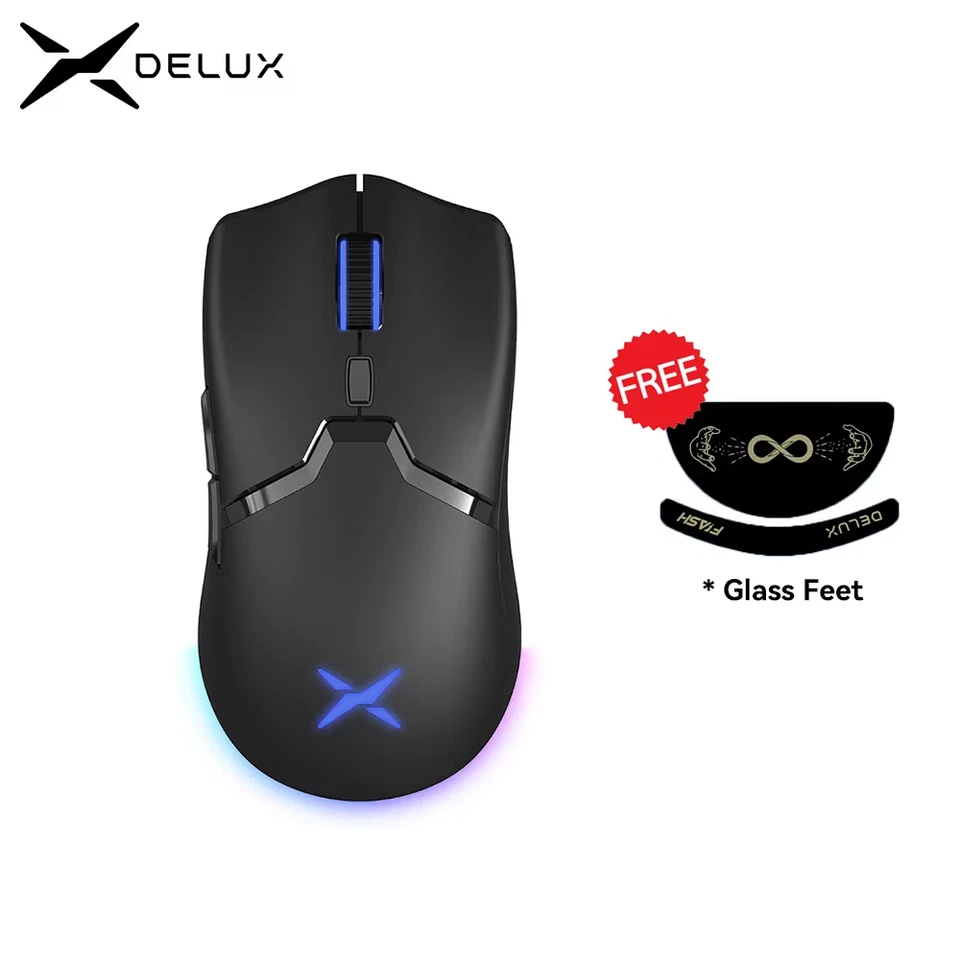 Delux M800 PAW3395 Gaming Mouse 26000DPI RGB Tri-Mode Wireless 72g Rechargeable - Image 2 of 4