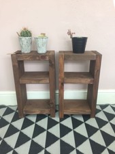 PAIR of Rustic planked bedside tables|nightstands|small/side tables|plant stands