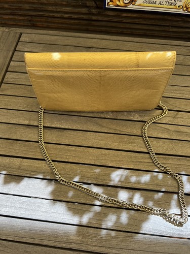 Mini Tasche 60er Jahre echte Schlange hell gelb, Hardware gold - Bild 4 von 8