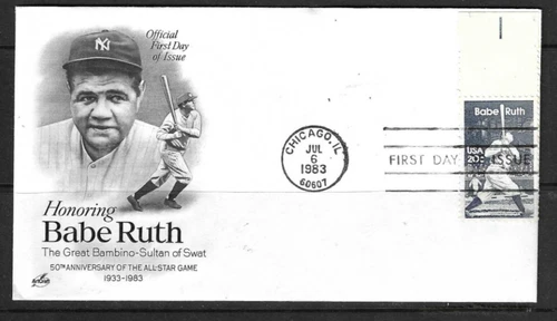 USA SC # 2046 Babe Ruth FDC . Artcraft Cachet