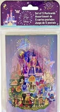 2023 Disney Parks Joey Chou Cinderella Castle Magic Kingdom 5 Postcard Set NEW