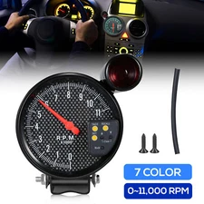 Universal 5" Tachometer Gauge 7 Color Backlit 0-11000 RPM Meter with Shift Light