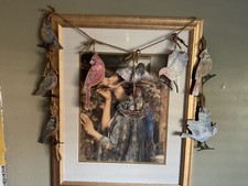 Incredible VTG Wooden Bird Garland  6 Ft Long...