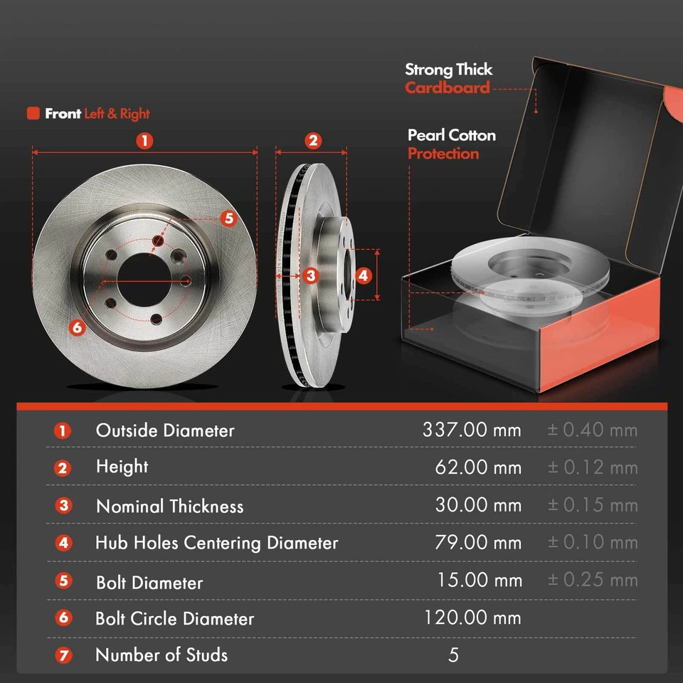 6x Rotores de freno de disco delanteros laterales y pastillas de freno de cerámica para Land Rover LR3 05-09 Foto 2 de 4