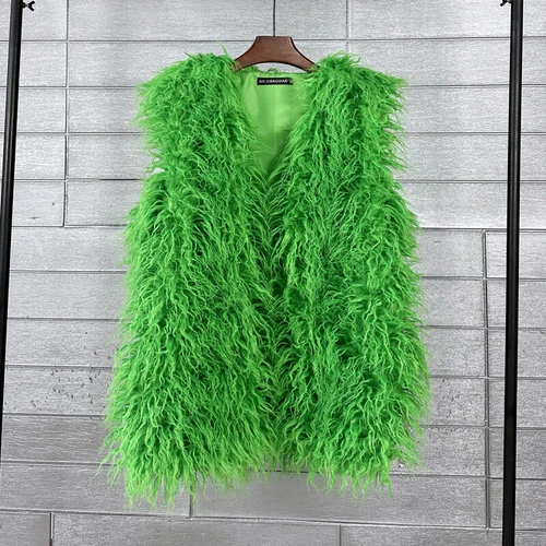 Mujeres Talla Grande Imitación Lana Piel Largo Imitación Skeep Piel Invierno Chaleco Cálido - Imagen 11 de 43