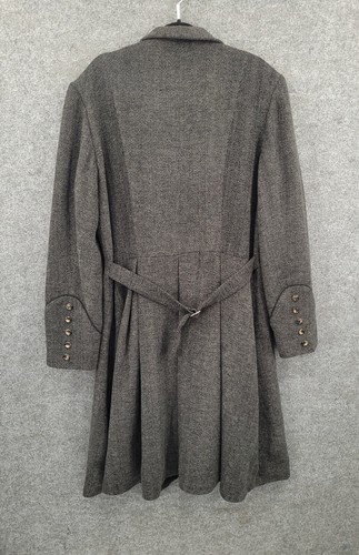 Neo Ludwig Wool Blend Coat Mens Large Gothic Steampunk Lined Gray Herringbone - Picture 19 of 21