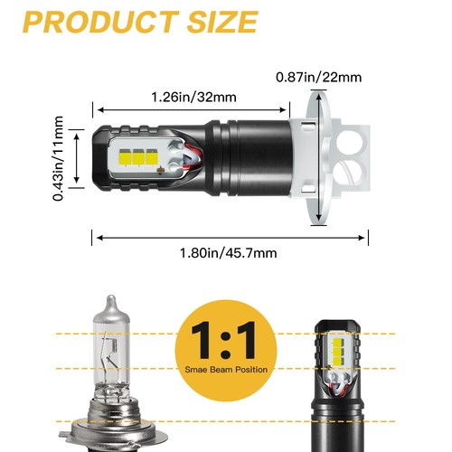NIGHTEYE 2x H3 LED Fog Light Bulbs Car Driving Lamp DRL 6000K White Super Bright - Picture 4 of 12