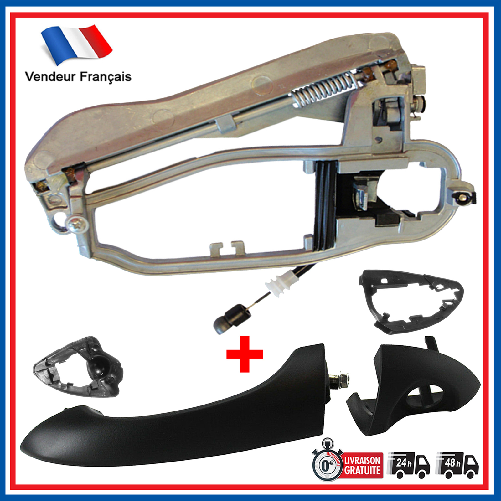 Poignée porte extérieur avant gauche avec mécanisme pour BMW X5 E53 de 1999 à 2006