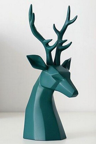 DEER HEAD FIGURINE RESIN DESK TABLE HOME DECOR MOO STATUE EUROPEAN STYLE 10 in - Picture 3 of 14