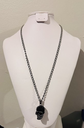 Swarovski The Skull Mens Necklace Stainless Steel Chain Black Silver 1111588 Box - Picture 11 of 24