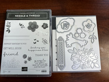 Stampin Up Stamp Set Needle  Thread  Needlepoint Elements Framelits Dies