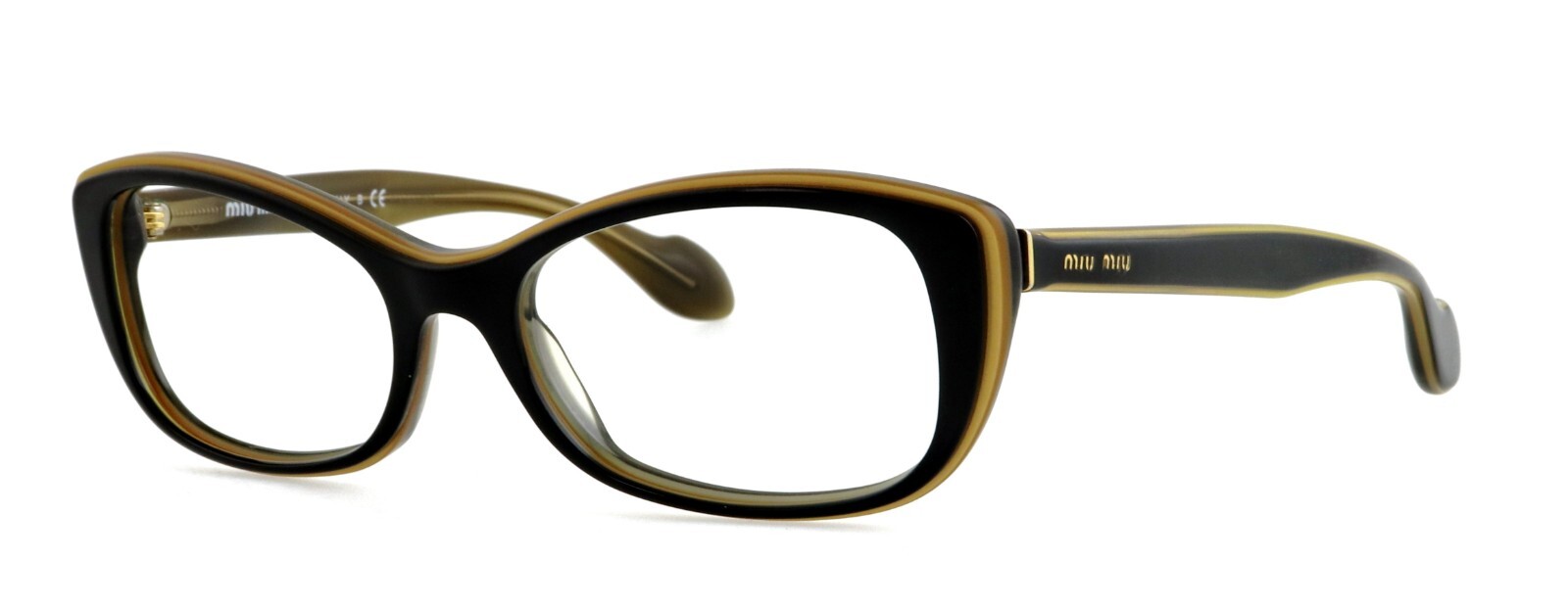 New MIU MIU VMU01L KAY-1O1 51mm Black Gold Eyeglasses Frames Italy