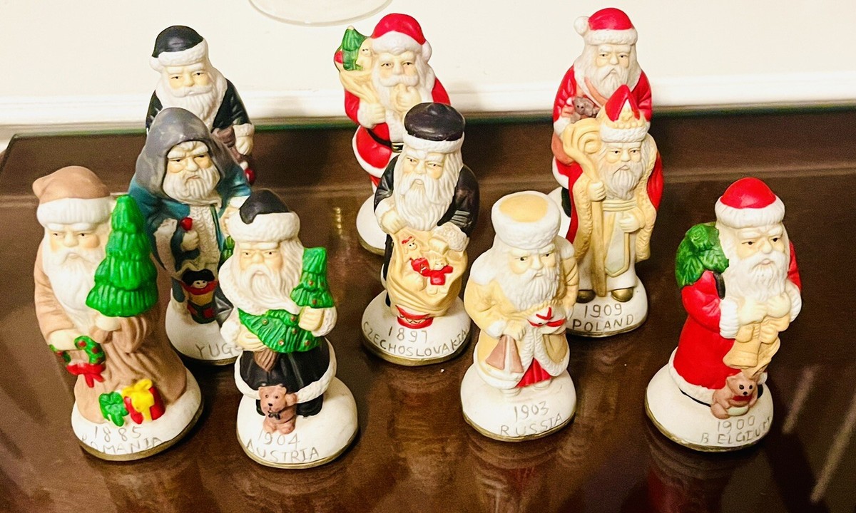 Lot Of 10 Countries Vintage Old World Santa Figurines From