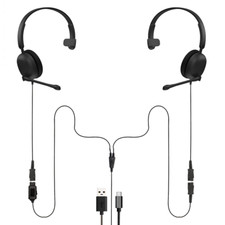 Pacchetto cuffie USB-A/USB-C compatibili TAA per allenamento e supervisione monaurale