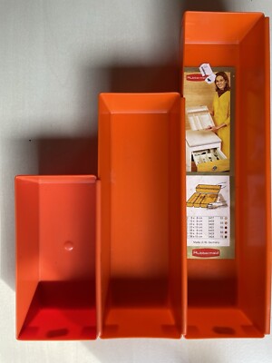 NEU SET 3 x DUPOL RUBBERMAID Schubladen Organizer Orange Space Ace 70er Jahre