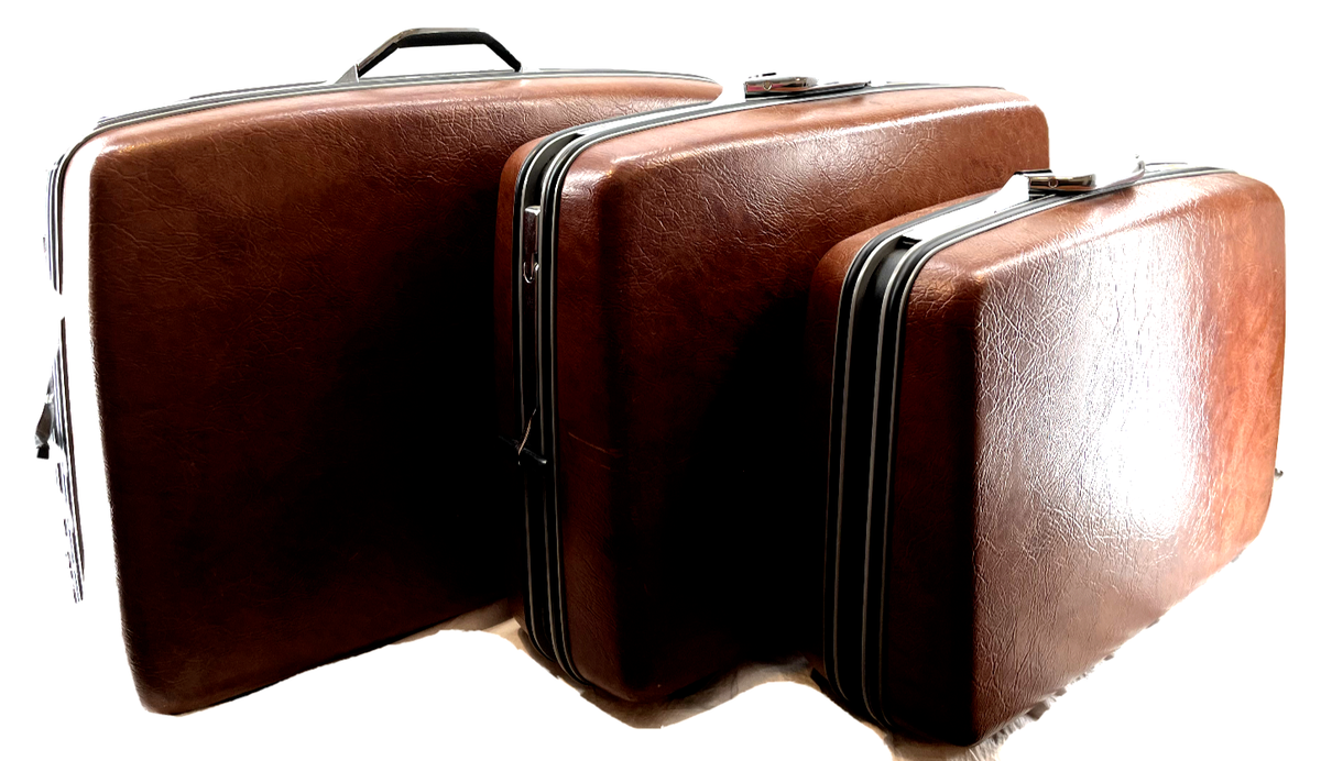 Vtg Samsonite Profile Brown Hard Shell Rolling Travel Luggage