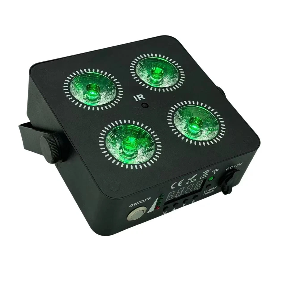 Mini IR4 LED Uplight 4X18w RGBAW UV Wireless Dmx512 Wedding DJ Battery Par Light - Image 3 of 4