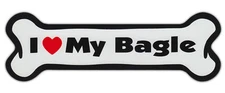 Dog Bone Shaped Car Magnets: I LOVE MY BAGLE (BASSET HOUND BEAGLE)