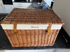 Harrods Hamper Linnen Lined Wicker Basket