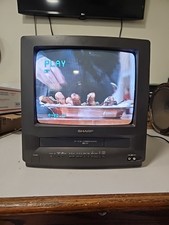 Sharp 13VT-L100 13 CRT TV VCR Combo VHS HQ Retro Gaming Front AV