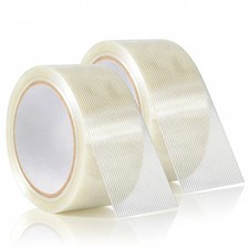 2 Roll Filament Strapping Tape, 5.9 mil x 2 in x 22 yds Reinforced Packing Tape