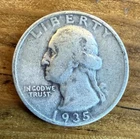 1935 P Washington 90% Silver Quarter Circulated Condition 25c US Coin