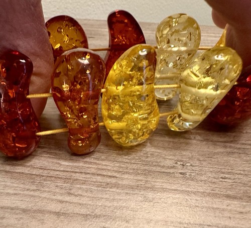 Acrylic Lucite Honey & Amber Stretch Bangle Chunky Bracelet replica GORGEOUS! - Picture 4 of 6