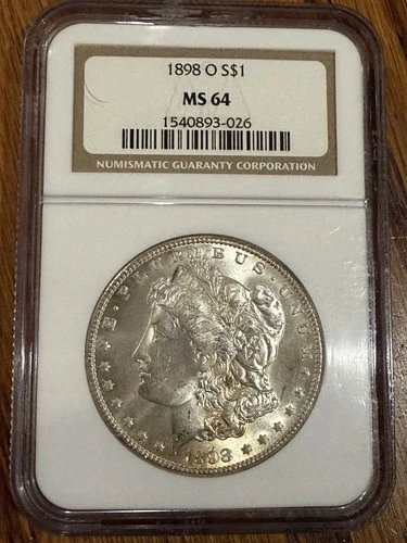 1898-O New Orleans $1 Morgan Silver Dollar NGC MS64 Slight Rim Toning