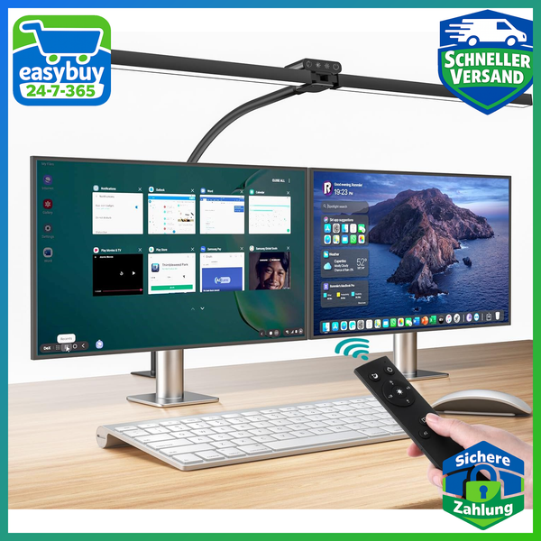 Schreibtischlampe LED Dimmbar 24W 80Cm Klemmbar Augenschutz Schwarz BüRolampe-image